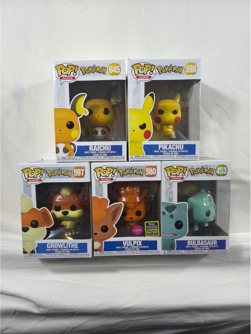 Funko Pop! Games Pokémon Vinyl Figures Set of 5 - Raichu, Pikachu, Growlithe, VU